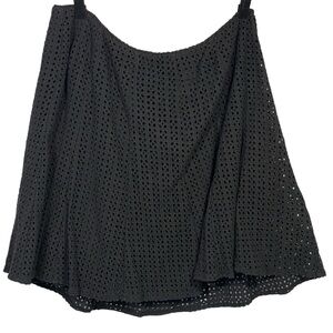 Investments II Sz 20W Black 100% Cotton Eyelet Fit & Flare A Line Skirt